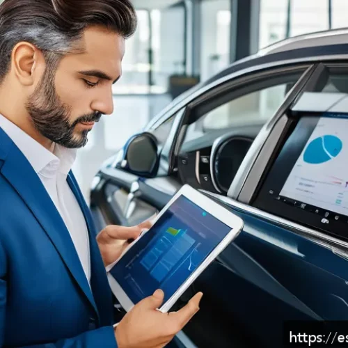 Home 31 리스 차량 유지비 계산 - A professional Spanish urban driver checking a detailed leasing contract breakdown inside a modern c...